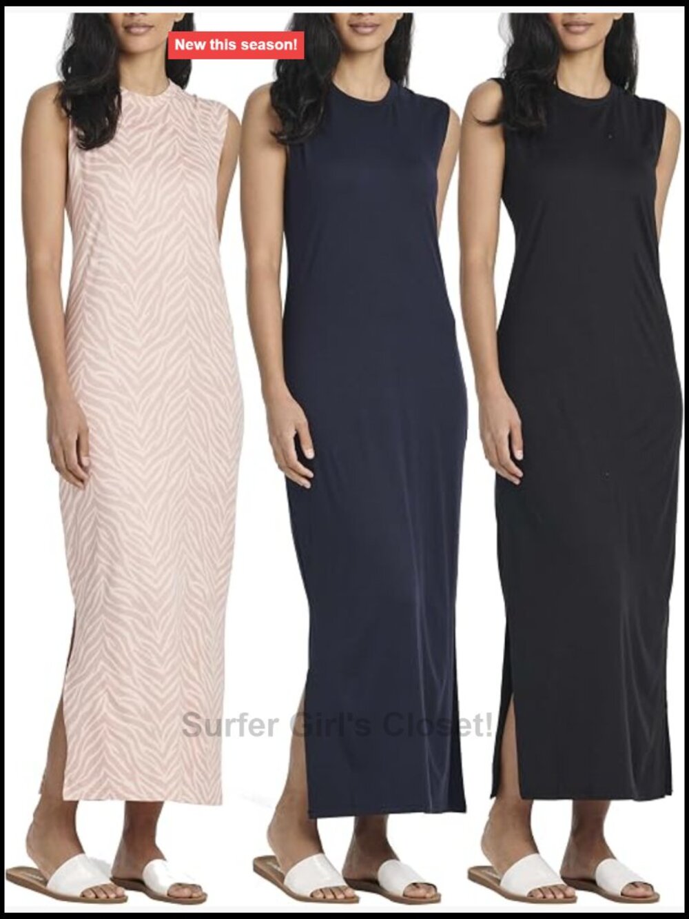 Real Essentials Women's 3 Pack Maxi Tank Dress Lounge Dresses Plus Size